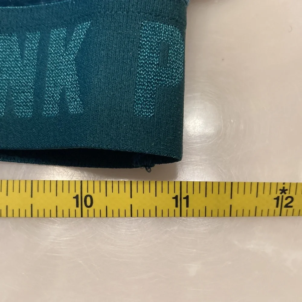 PINK Victoria’s Secret Sports Bra SM NWT AQUA/Hunter Green velvet adjust straps